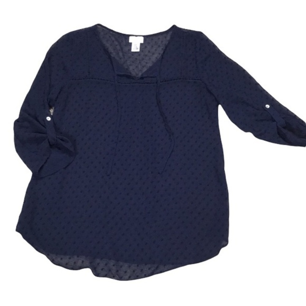 Motherhood Maternity Navy Blue Sheer Blouse Size S